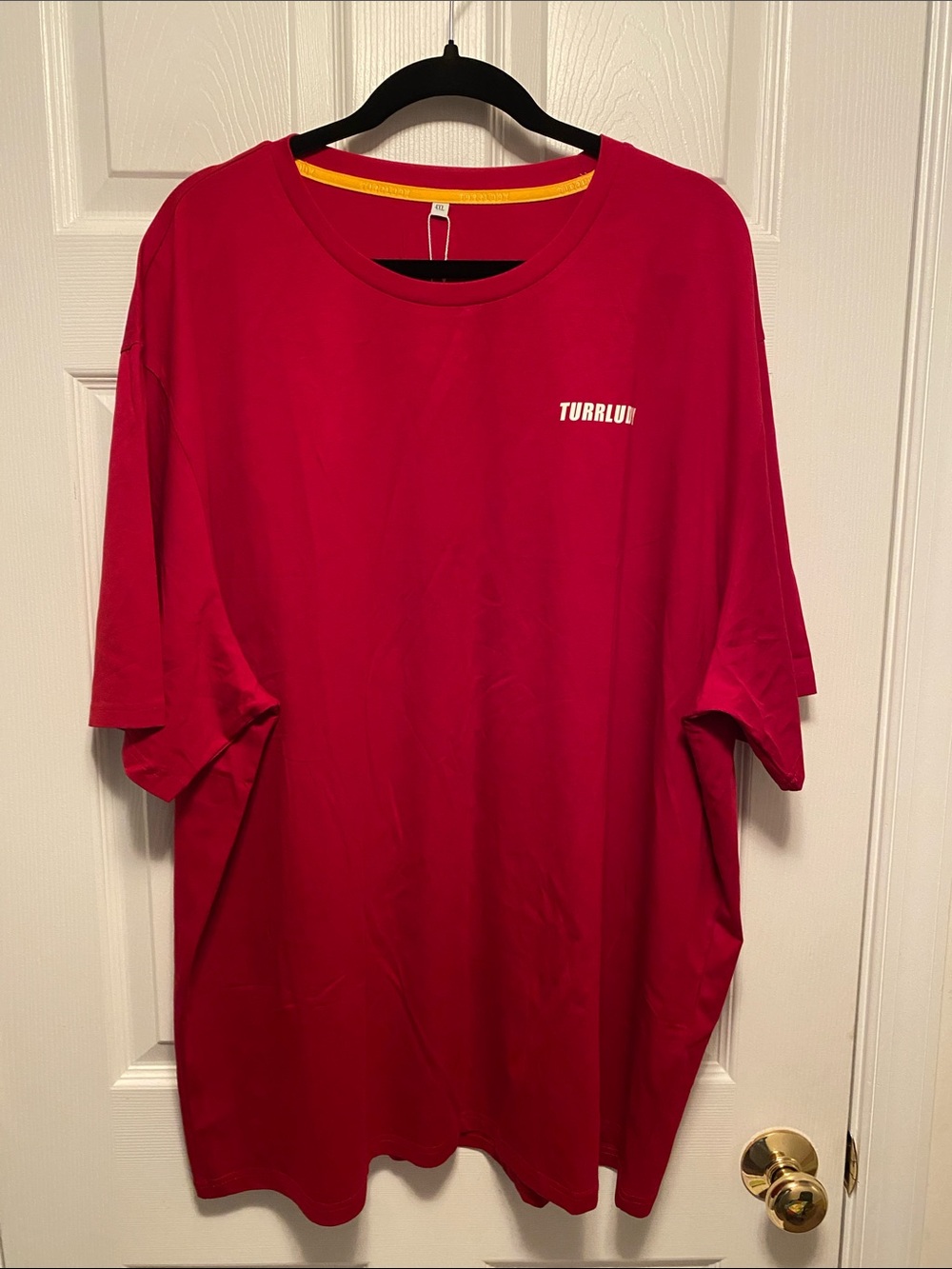Turrludy Men's Red Crewneck Graphic T‑Shirt…size 4XL